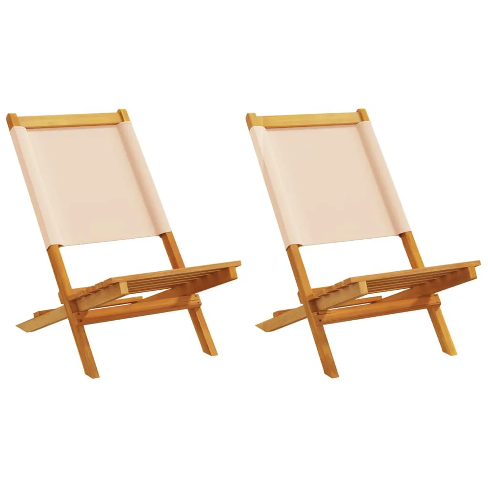 Chaises de jardin lot de 2 beige bois d'acacia massif et tissu