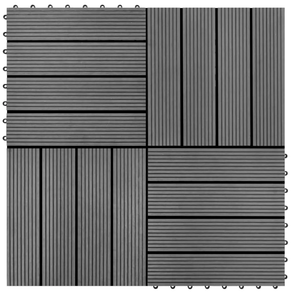 Carreaux de terrasse WPC 30x30 cm 11 pcs 1 m2 Gris