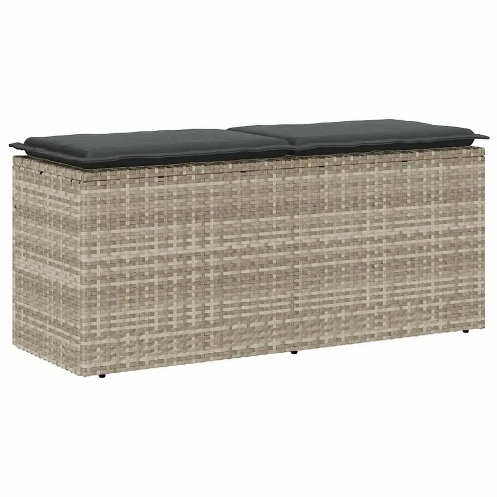 Banc de jardin coussin gris évident 110x40x44 cm résine tressée