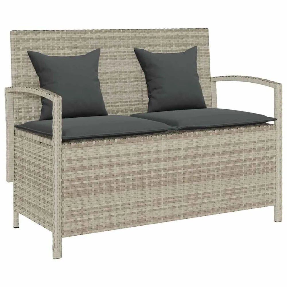 Banc de rangement de jardin avec coussin gris évident polyrotin