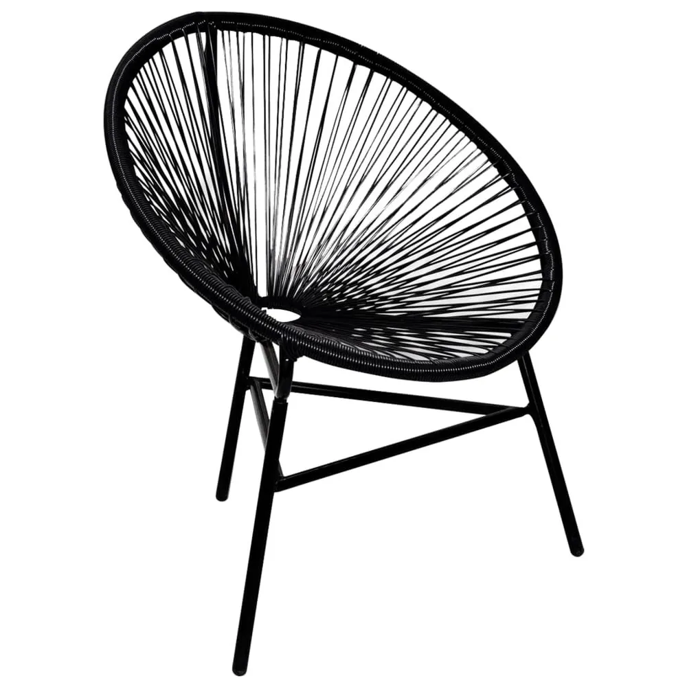 Chaise de jardin forme de lune résine tressée noir