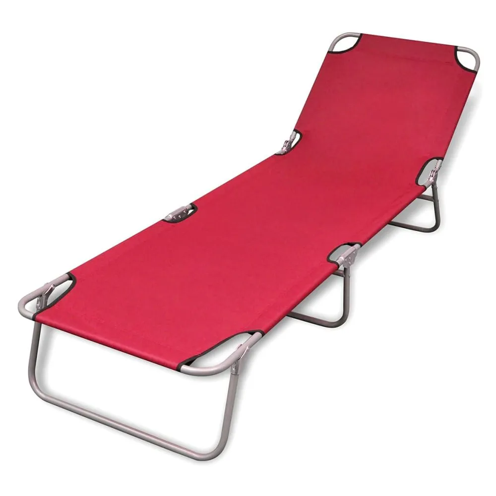 Chaise longue pliable acier enduit de poudre rouge