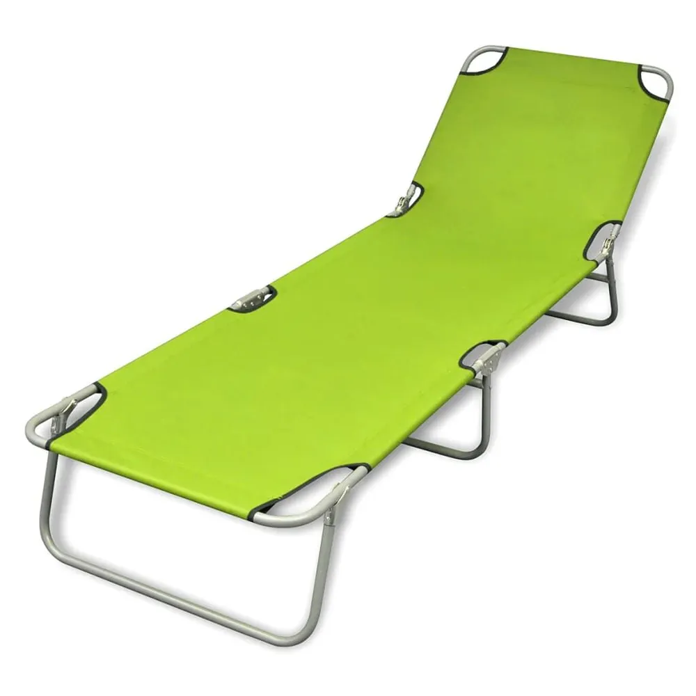 Chaise longue pliable acier enduit de poudre vert pomme