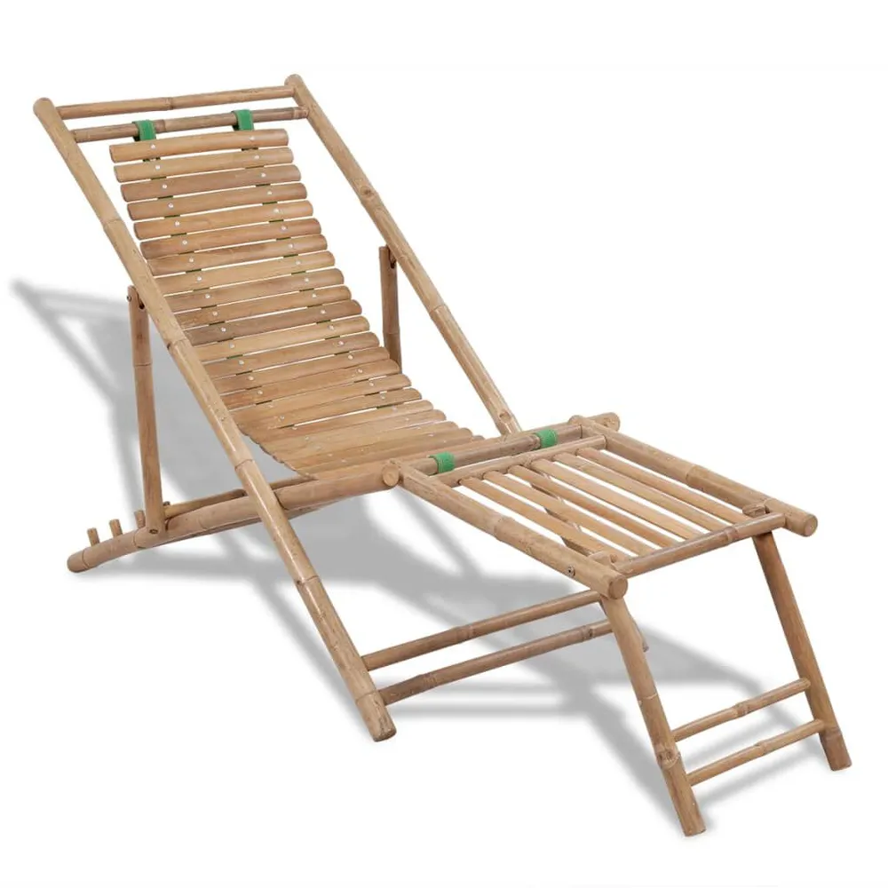 Chaise de terrasse d'extérieur avec repose-pied Bambou