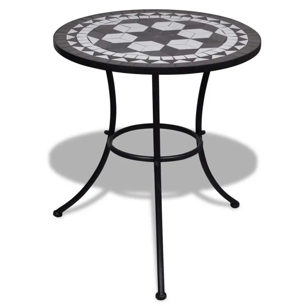 Table de bistro Noir et blanc 60 cm Mosaïque