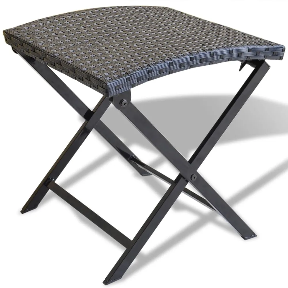 Tabouret pliable Résine tressée Noir