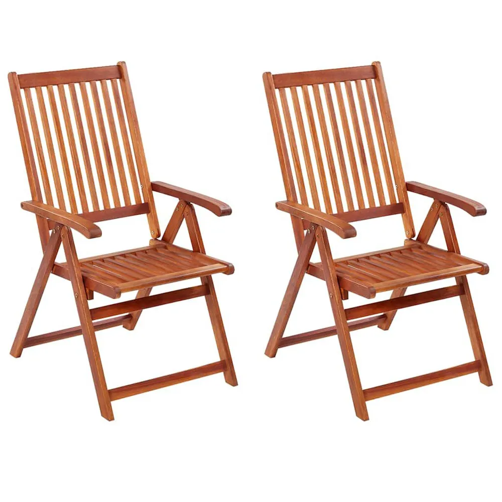 Chaises pliables de jardin lot de 2 Bois solide d'acacia Marron