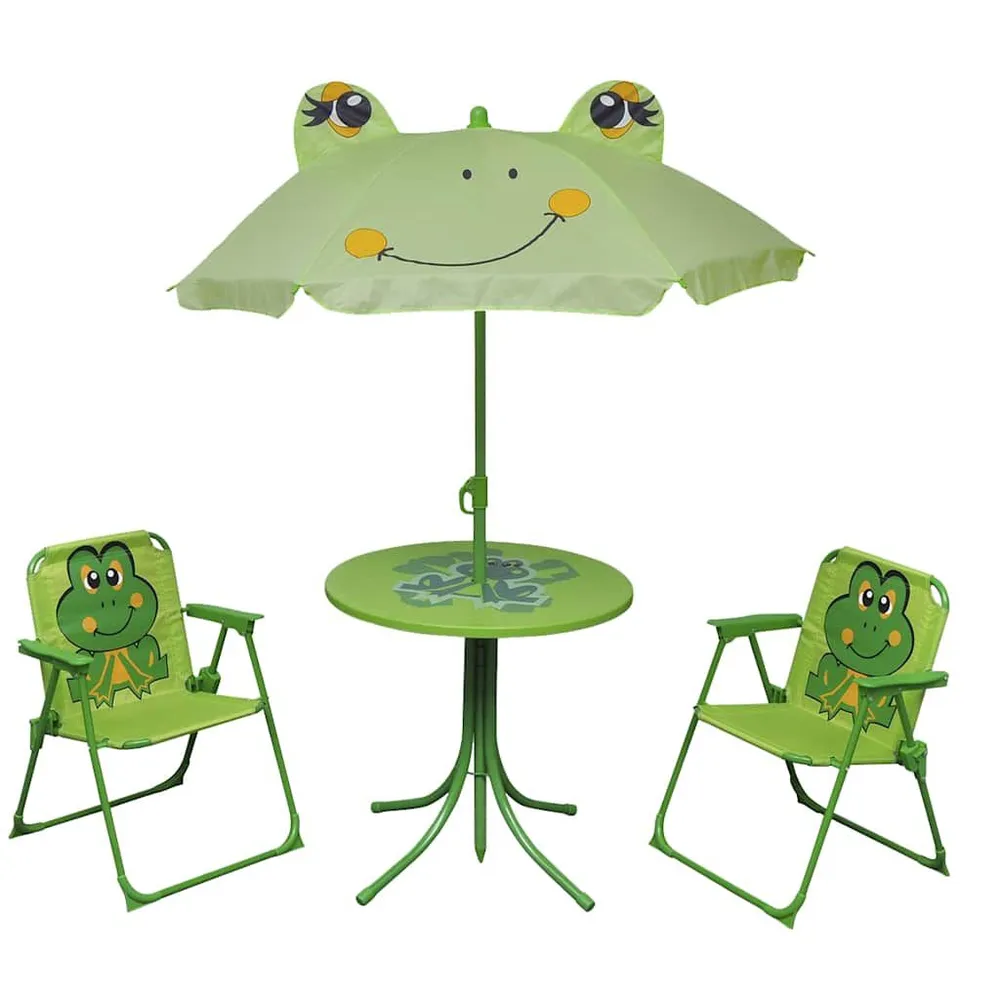 Ensemble de bistro avec parasol pour enfants 3 pcs Vert