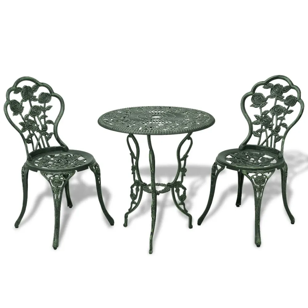 Ensemble de bistro 3 pcs Aluminium coulé Vert