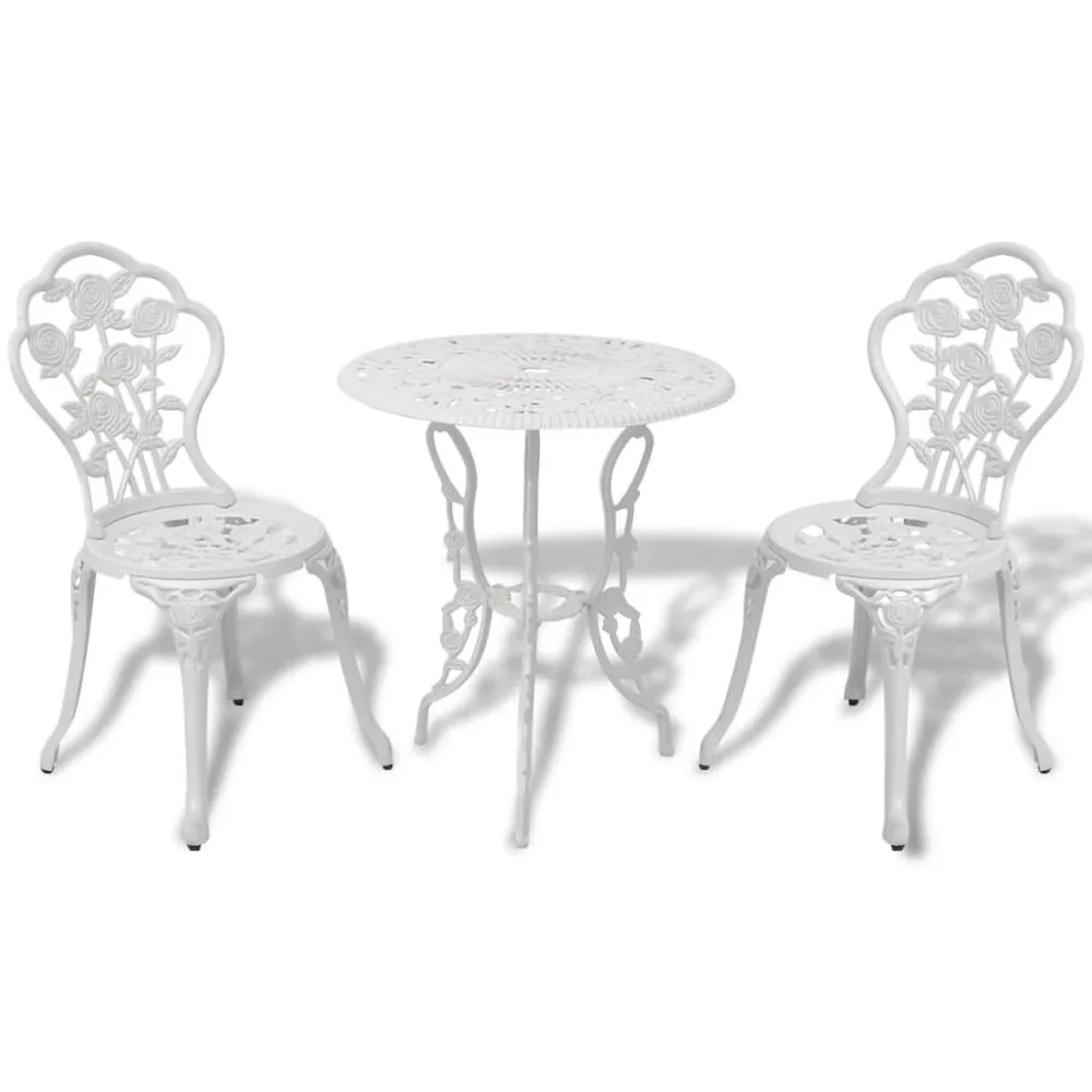 Ensemble de bistro 3 pcs Aluminium coulé Blanc