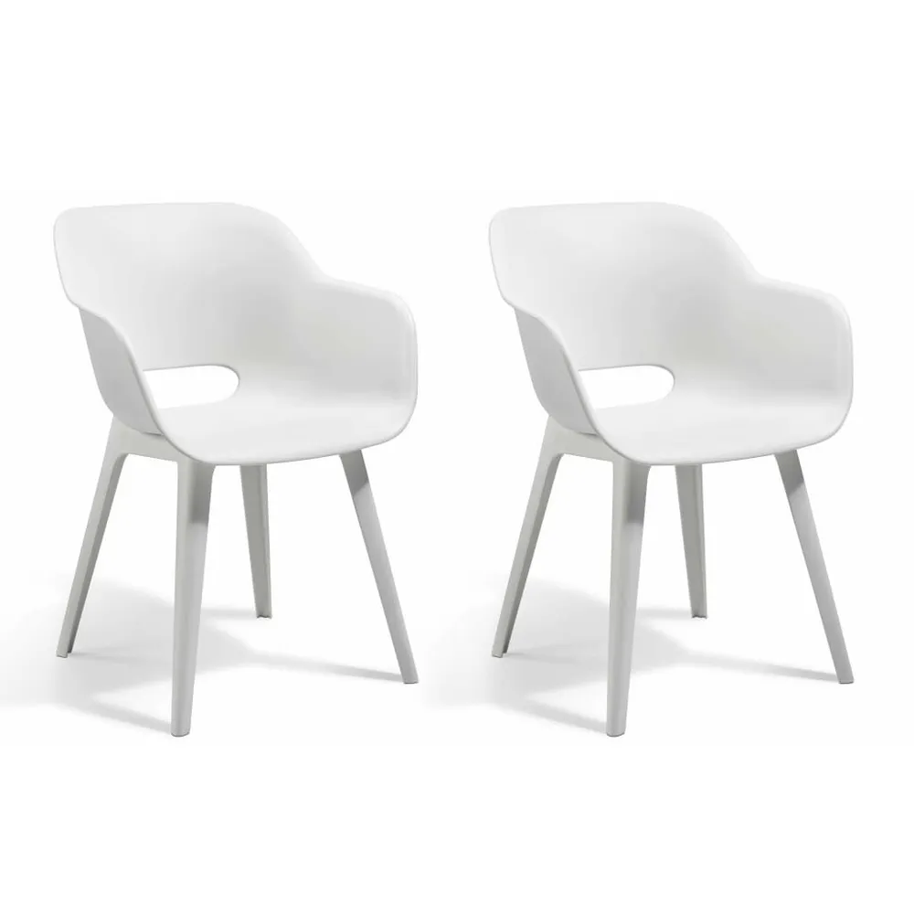 Keter Chaises d'extérieur Akola lot de 2 Blanc