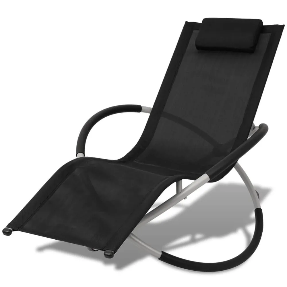 Chaise longue géométrique d'extérieur Acier Noir et gris