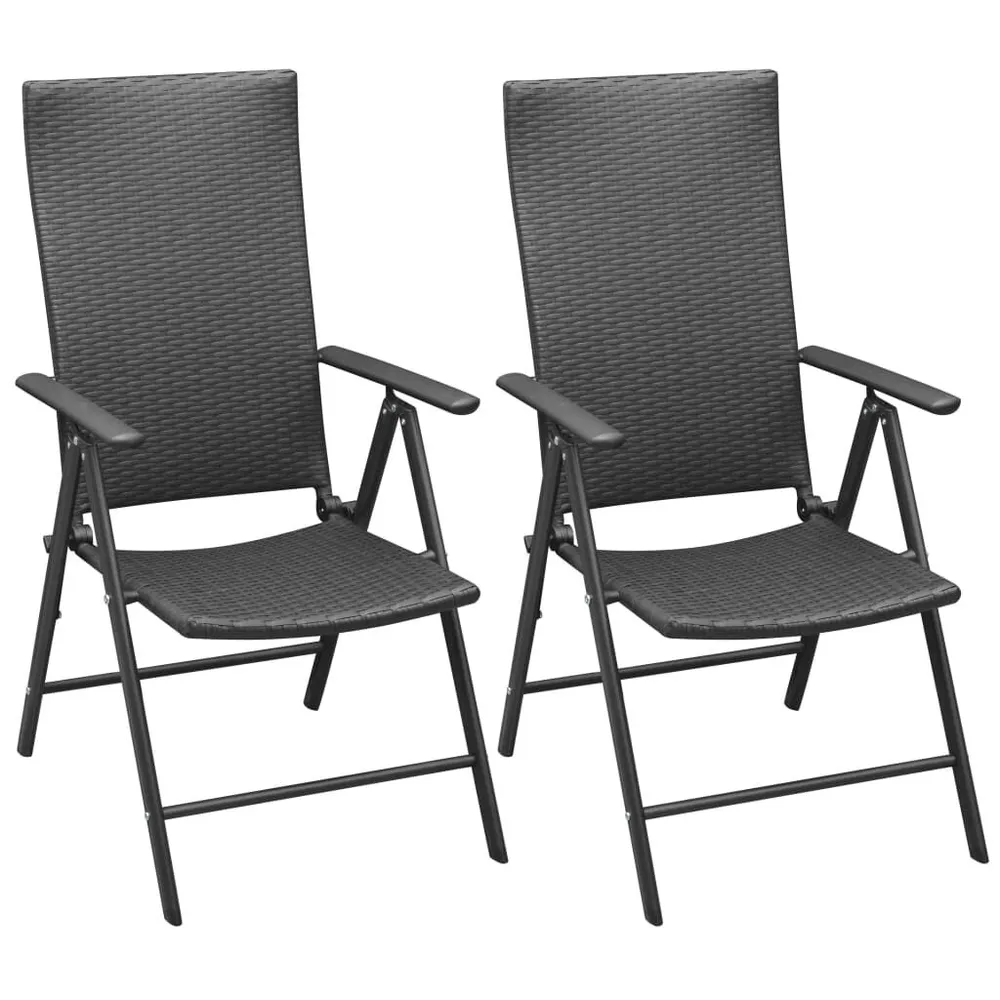 Chaises empilables de jardin lot de 2 Résine tressée Noir