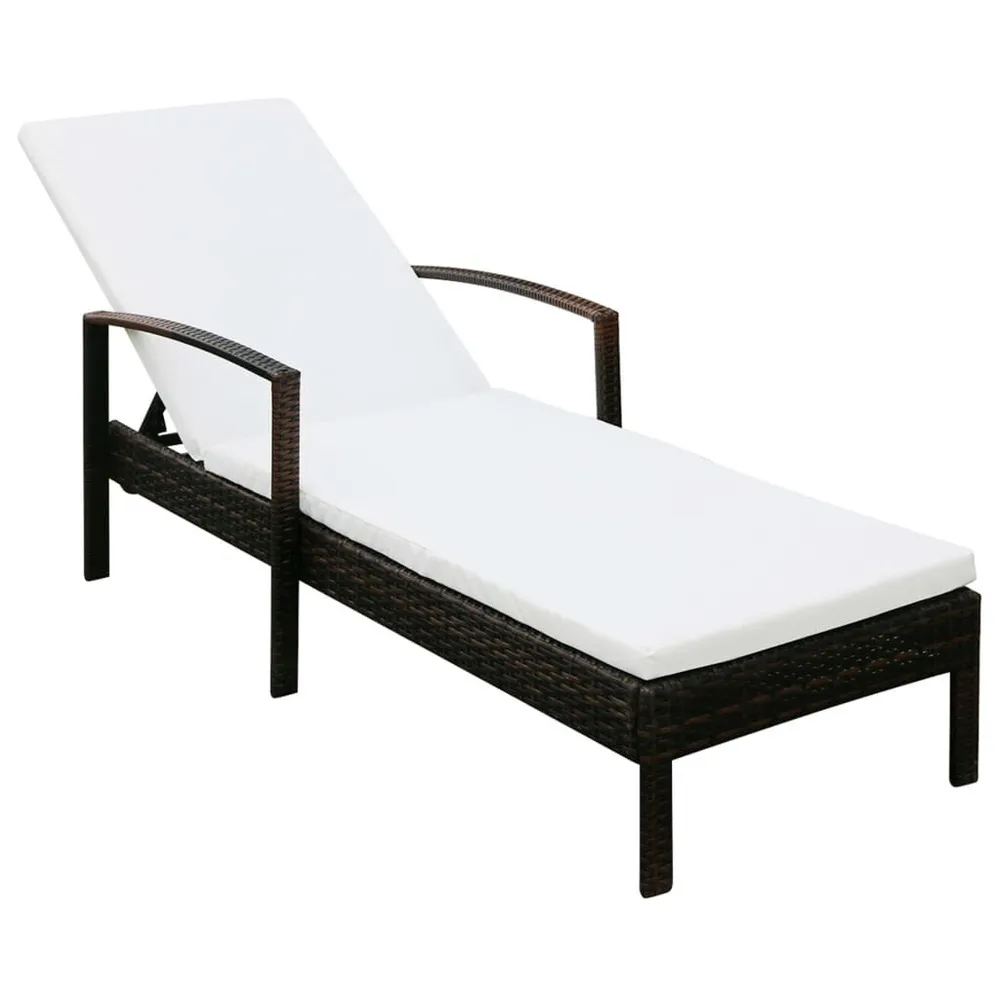 Chaise longue avec coussin Résine tressée Marron