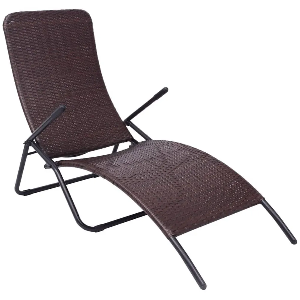 Chaise longue pliable résine tressée marron