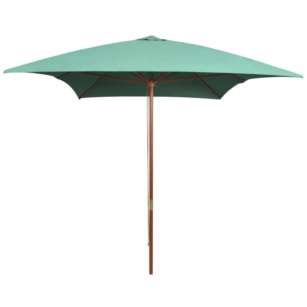 Parasol avec poteau en bois 200 x 300 cm Vert