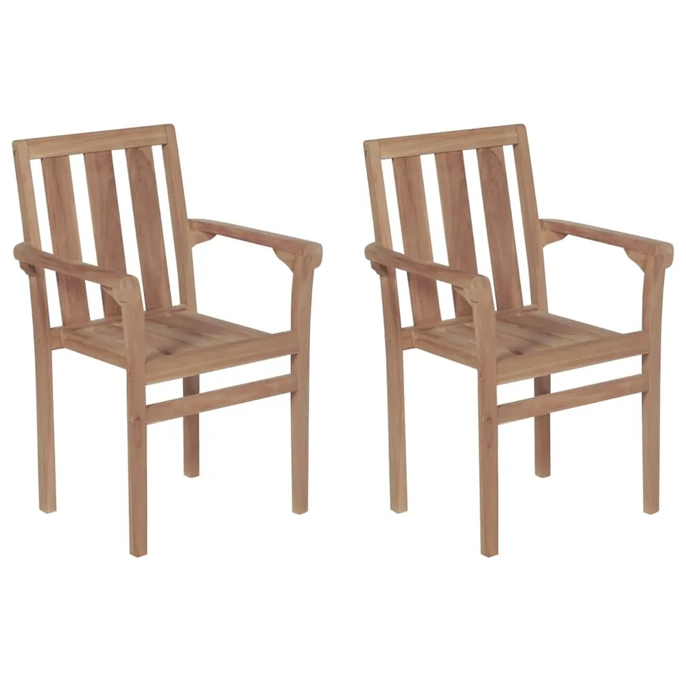 Chaises empilables de jardin lot de 2 Bois de teck solide