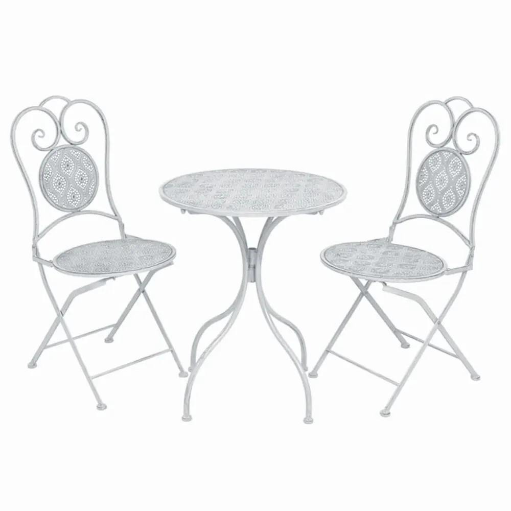 Ensemble de bistro 3 pcs acier blanc grisâtre