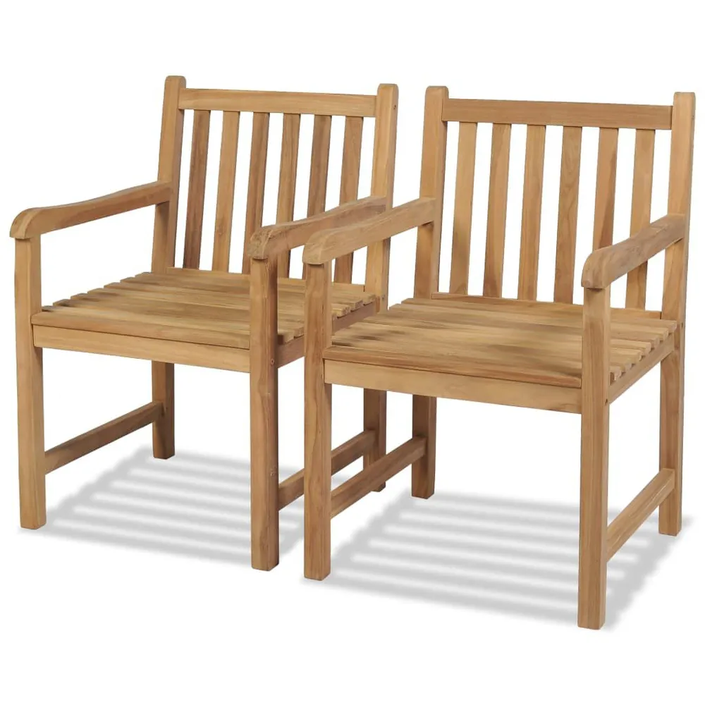 Chaises d'extérieur lot de 2 Bois de teck solide