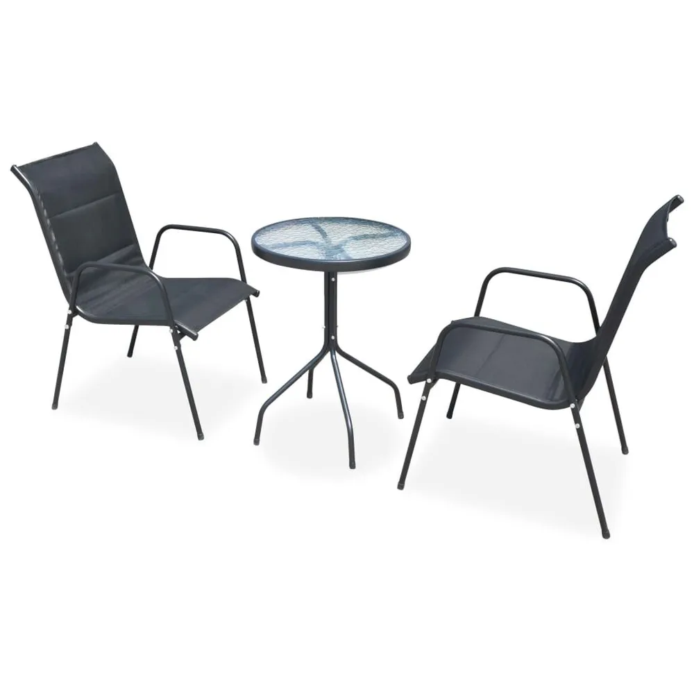 Ensemble de bistro 3 pcs Acier Noir