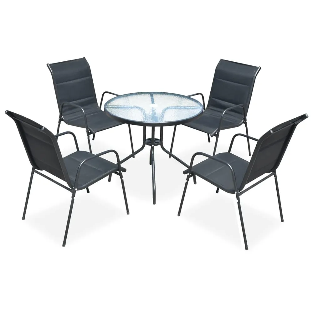 Mobilier de salle à manger d'extérieur 5 pcs Acier Noir