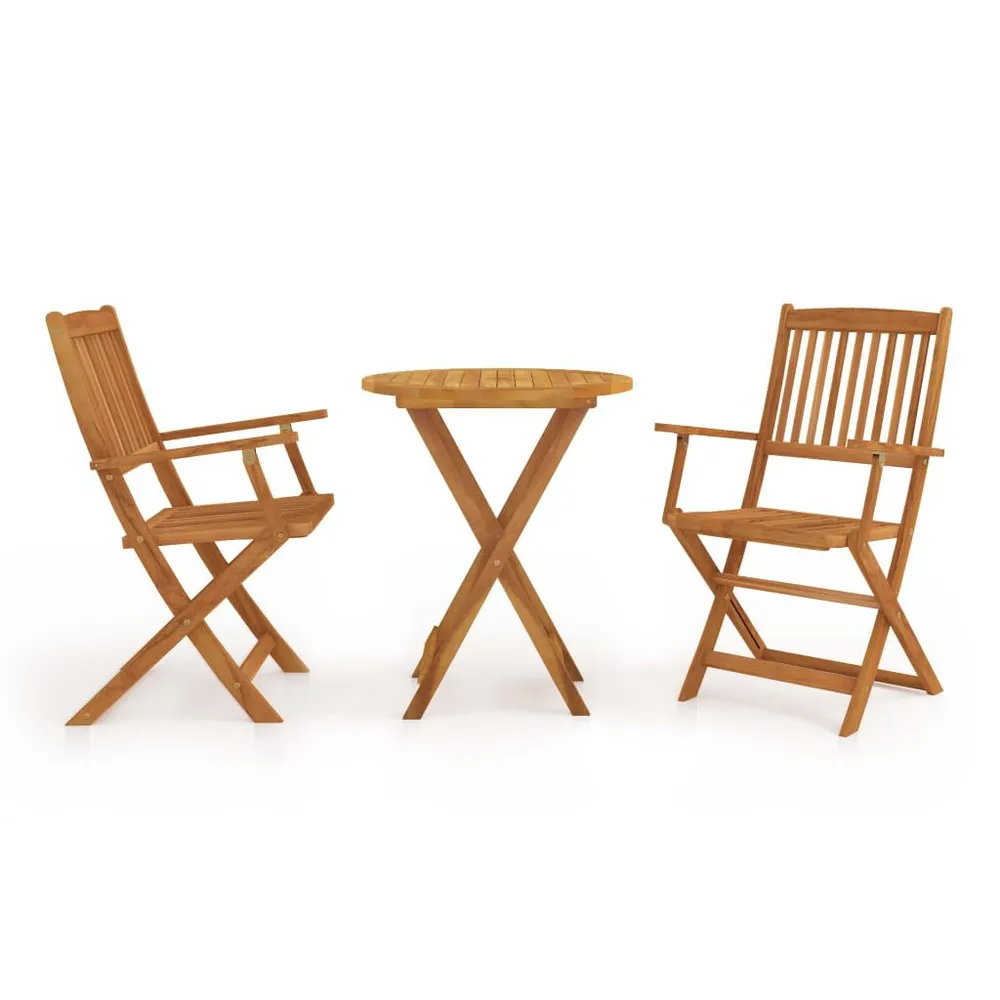 Mobilier de bistro pliable 3 pcs Bois d'acacia solide