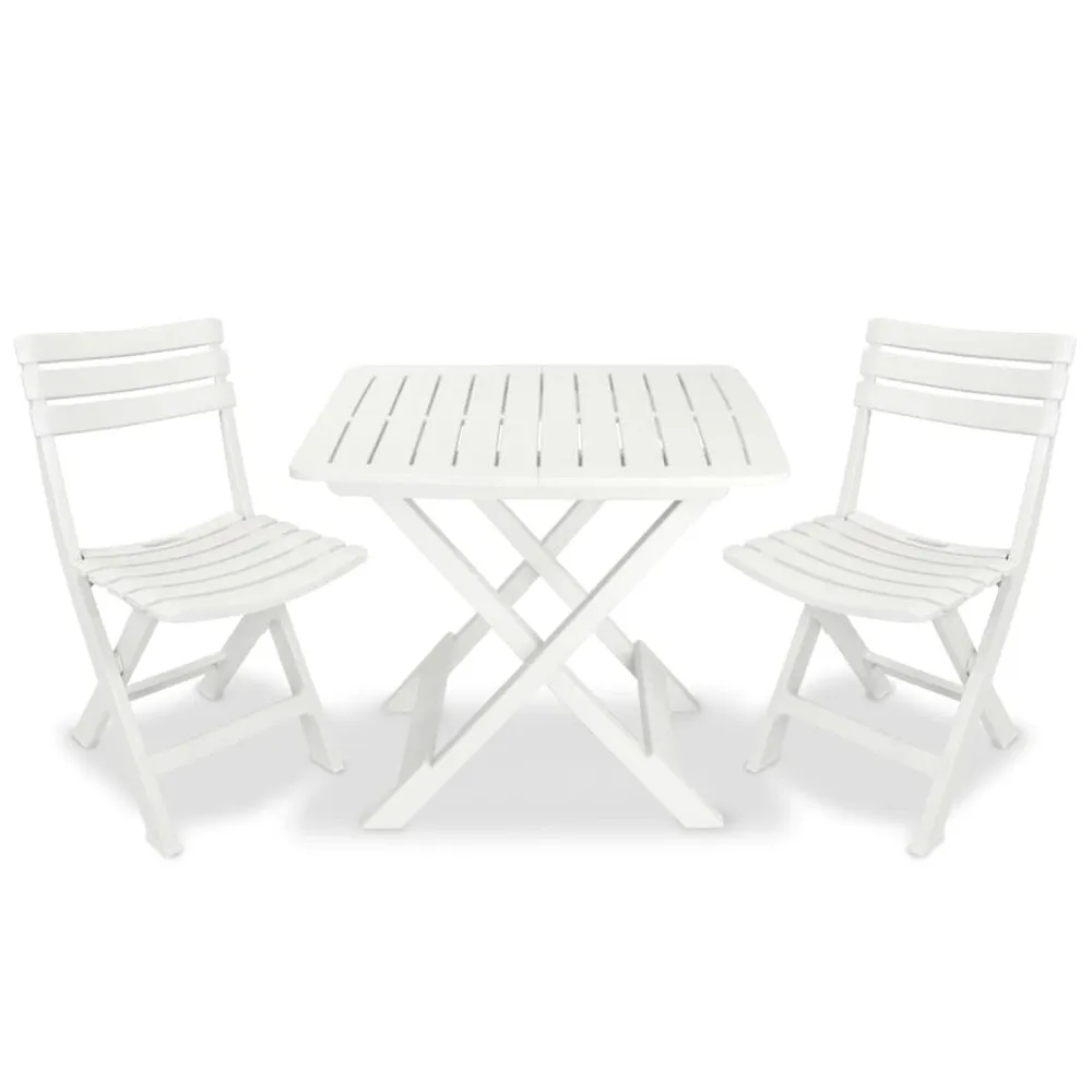 Ensemble de bistro pliable 3 pcs Plastique Blanc