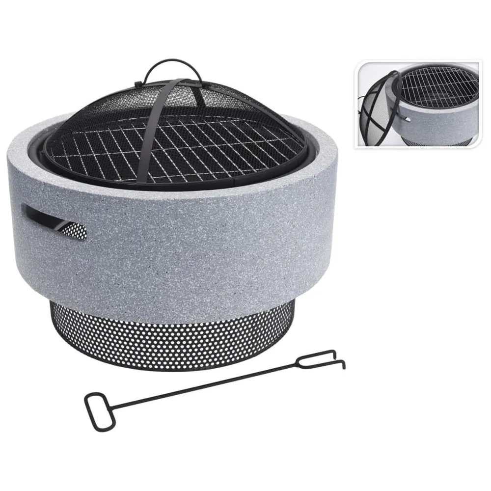 ProGarden Bol à feu avec grille de barbecue Gris évident 52x18,5 cm