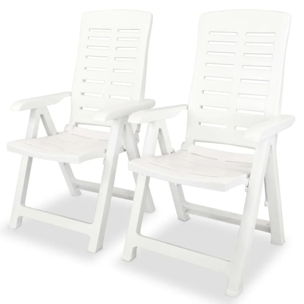 lot de 2 Chaises inclinables de jardin Plastique Blanc