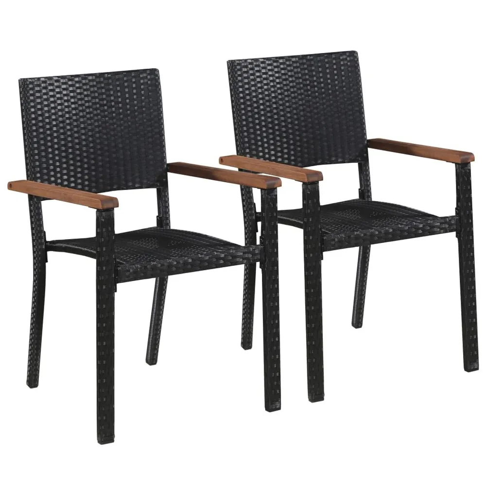 Chaise d'extérieur lot de 2 Résine tressée Noir