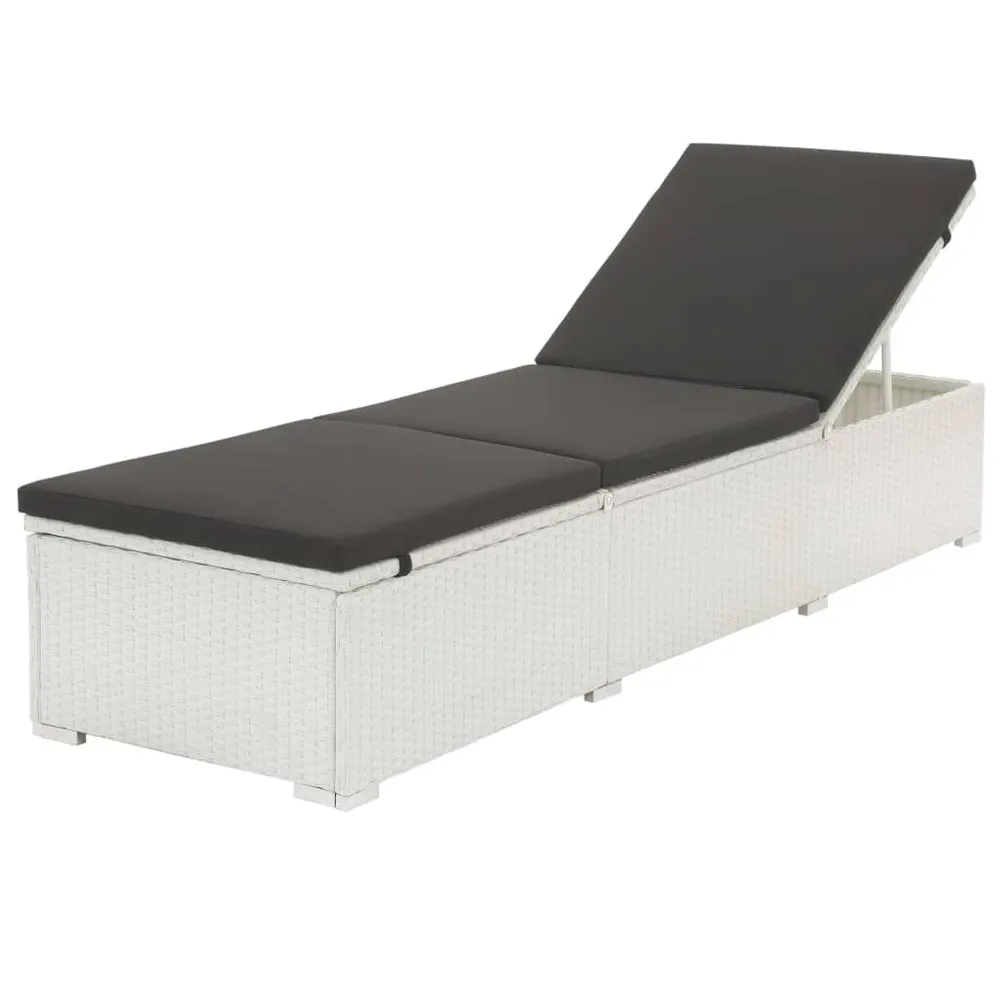 Chaise longue avec coussin Résine tressée Blanc