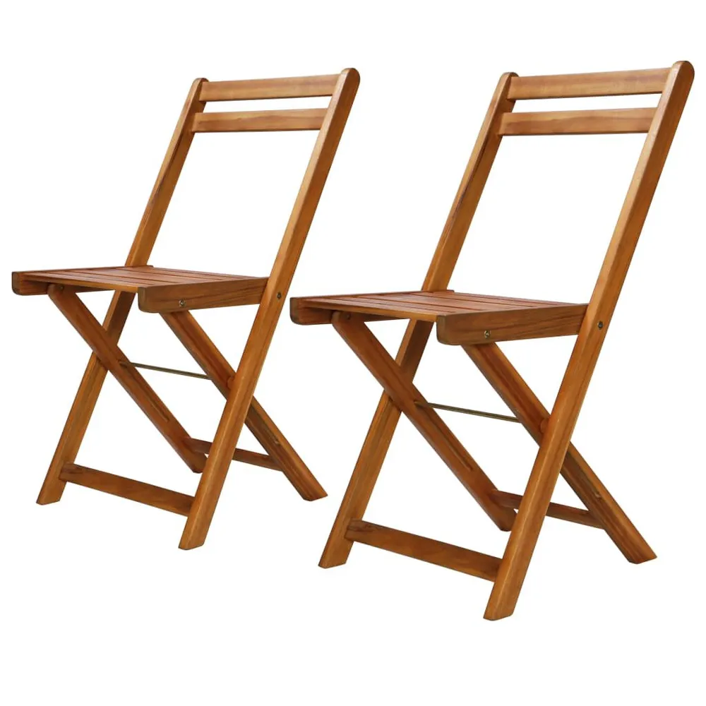 Chaises de bistro d'extérieur lot de 2 Bois d'acacia solide