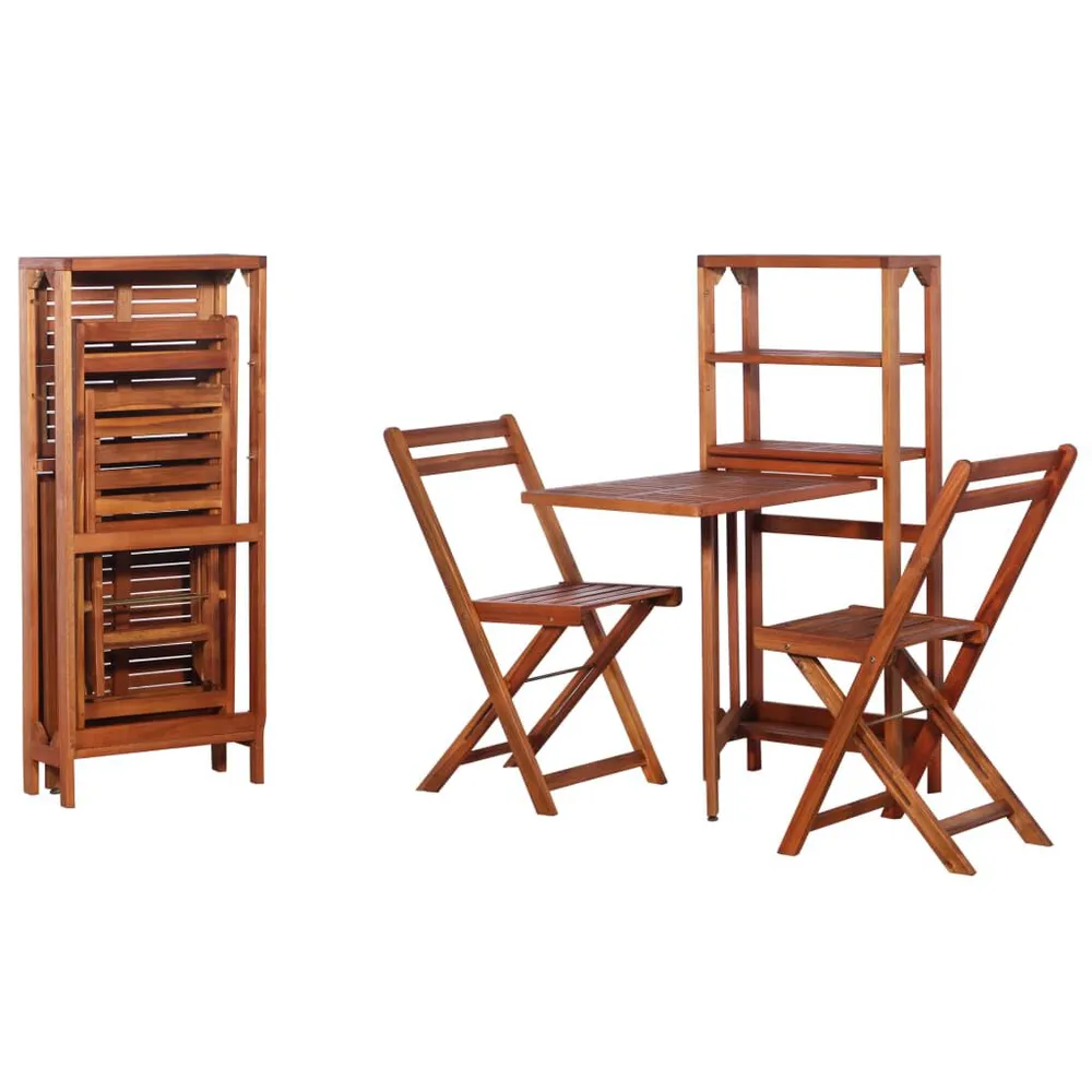 Mobilier de bistro pliable 3 pcs Bois d'acacia solide