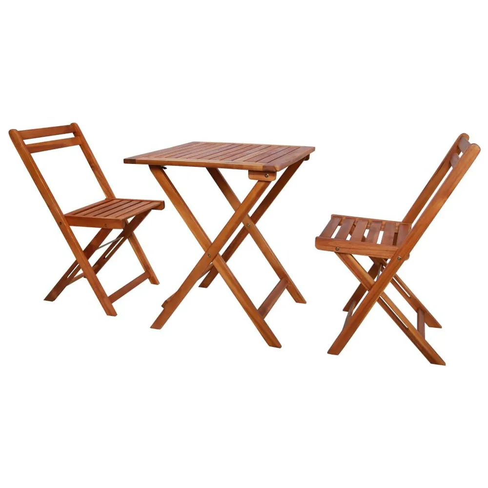 Mobilier de bistro pliable 3 pcs Bois d'acacia solide