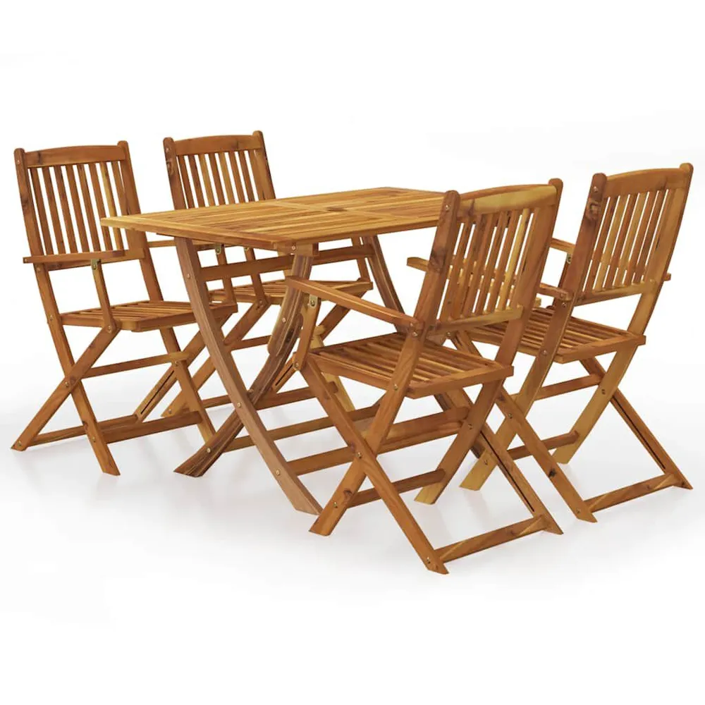 Ensemble à manger d'extérieur pliable 5pcs Bois d'acacia solide