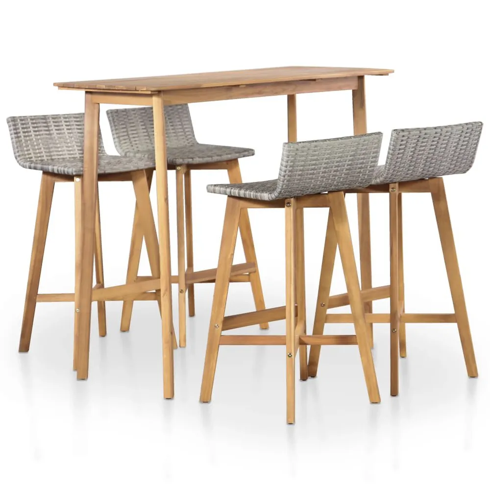 Ensemble à manger d'extérieur 5 pcs Bois d'acacia solide