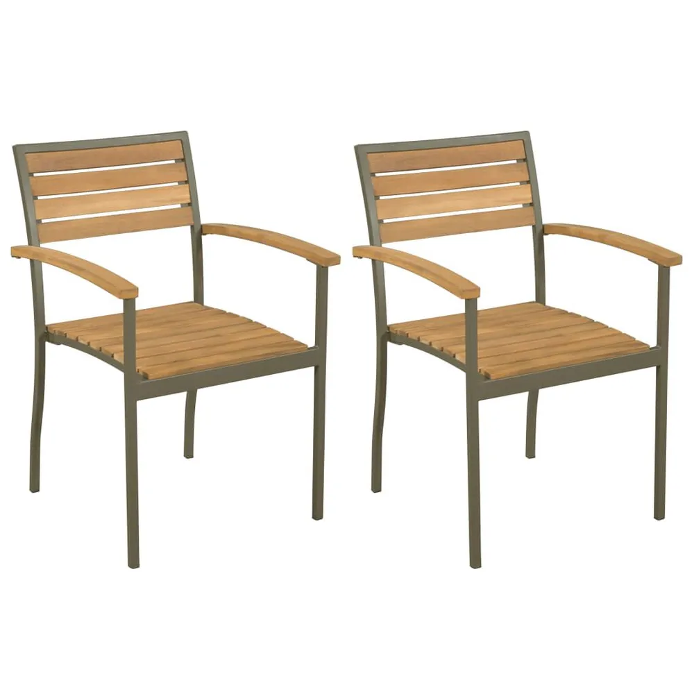 Chaise empilables d'extérieur lot de 2 Bois d'acacia et Acier