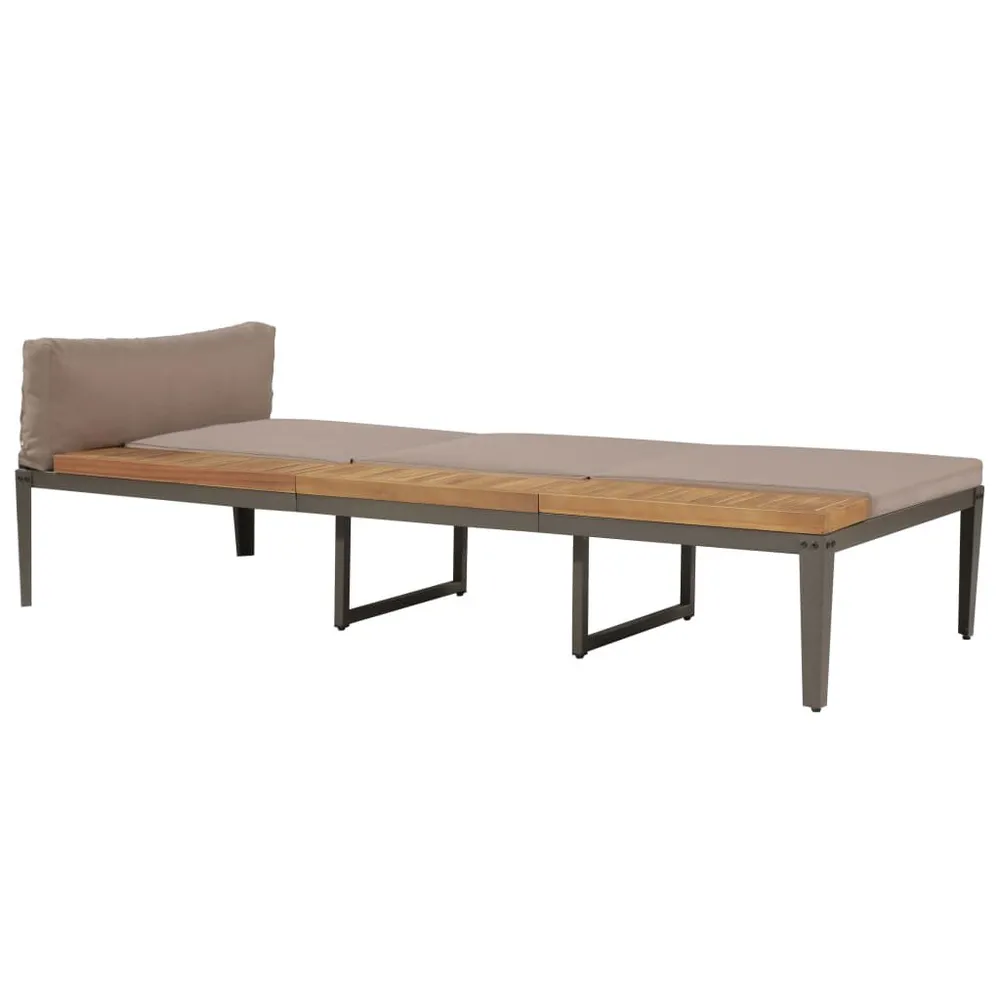 Chaise longue avec coussins Bois d'acacia solide Marron