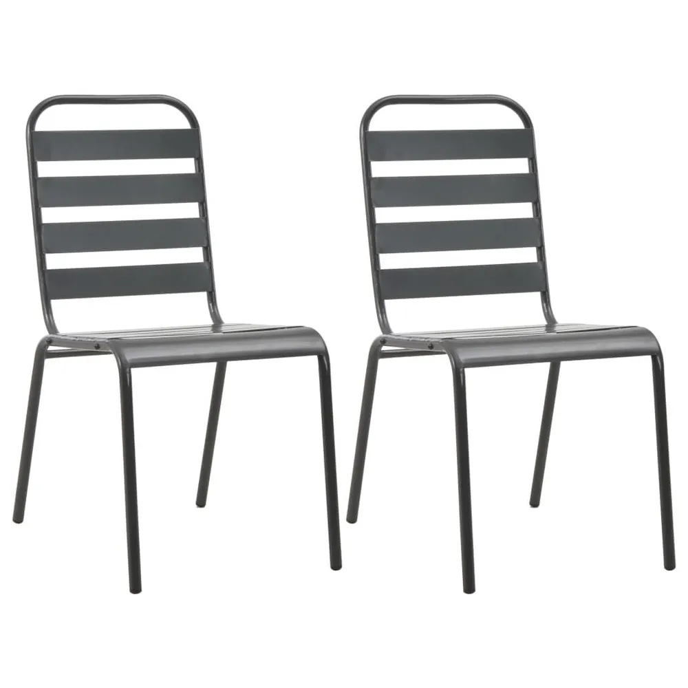 Chaises empilables de d'extérieur lot de 2 Acier Gris