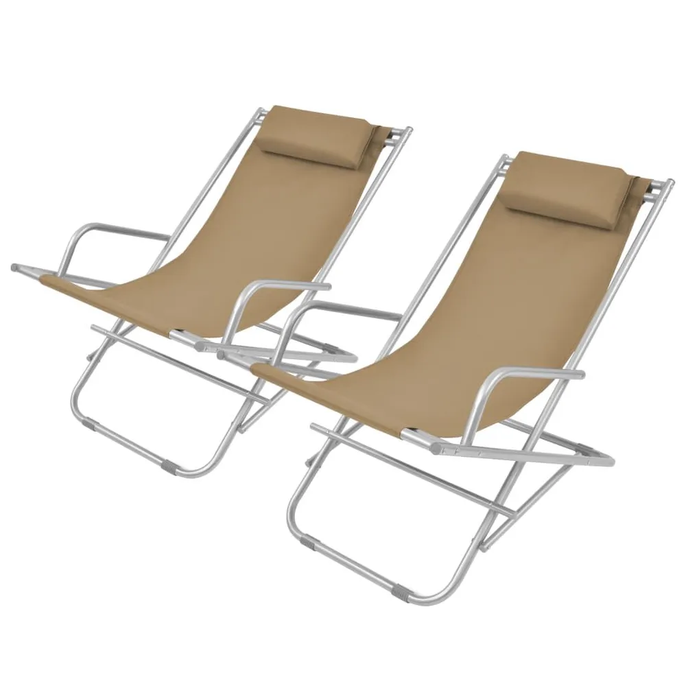 Chaises inclinables de terrasse lot de2 Acier Taupe