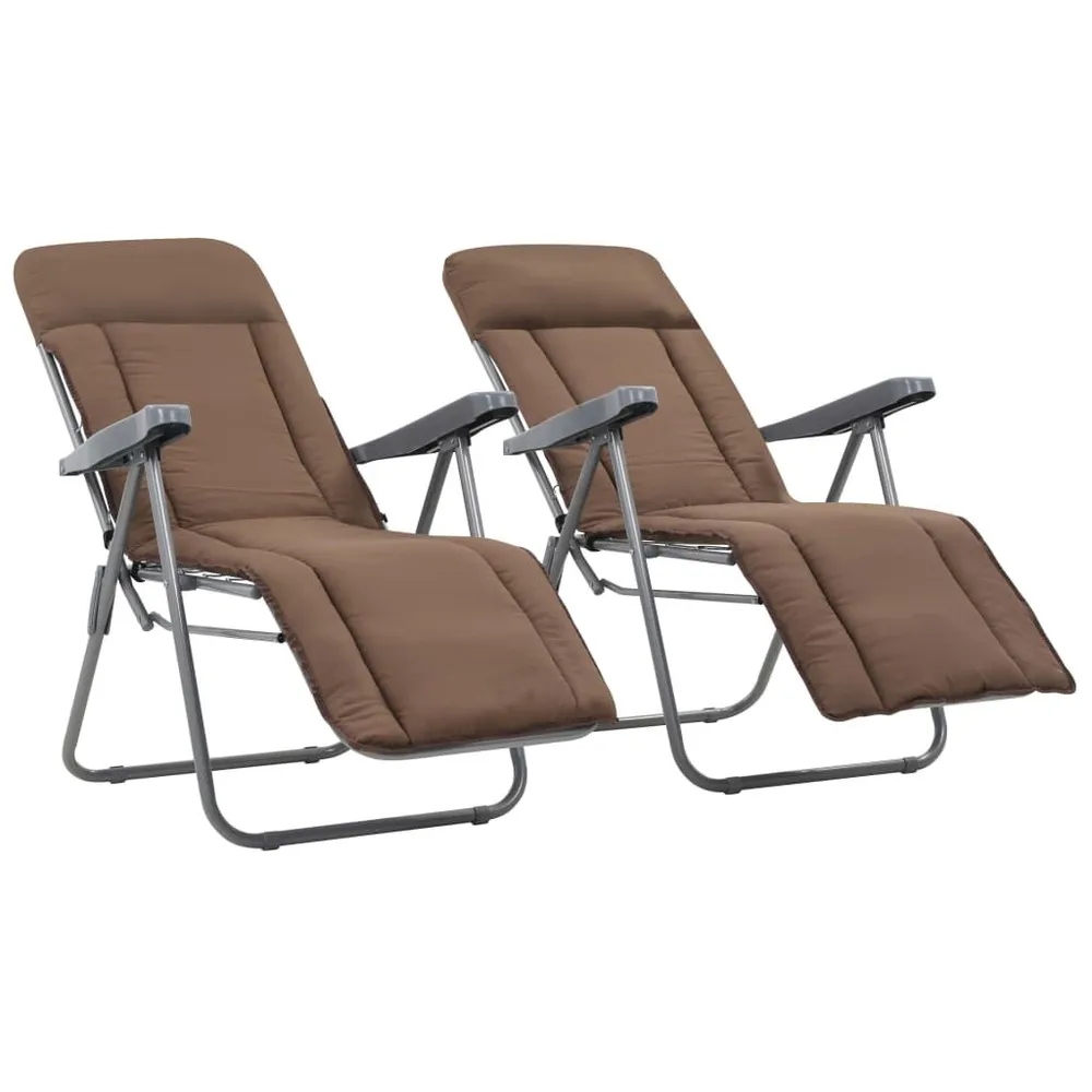 Chaises pliables de jardin avec coussins lot de 2 Marron