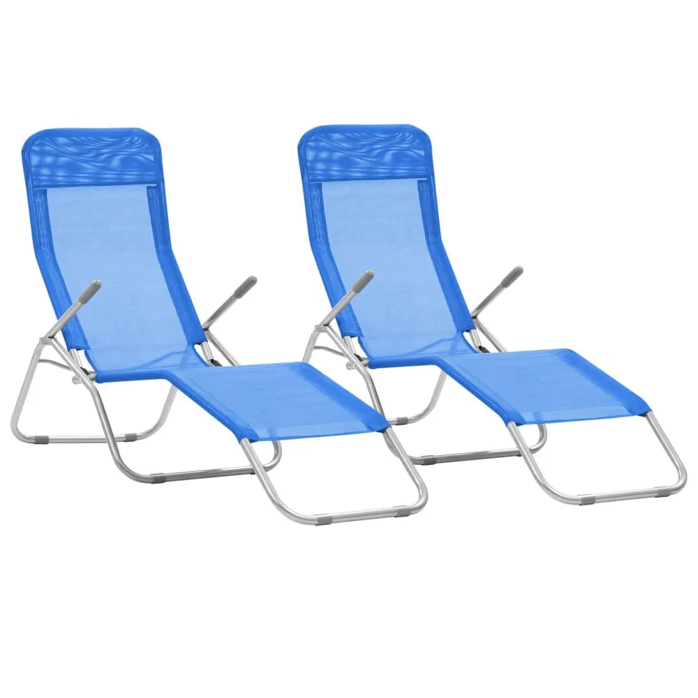 Chaises longues pliables lot de 2 Textilène Bleu