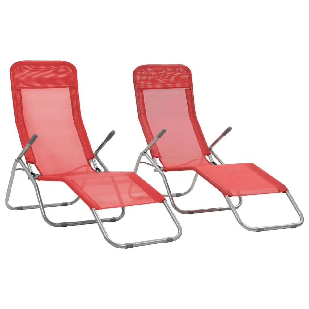 Chaises longues pliables lot de 2 Textilène Rouge