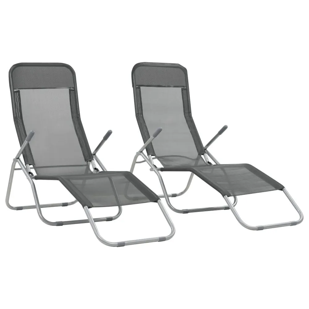 Chaises longues pliables lot de 2 Textilène Anthracite