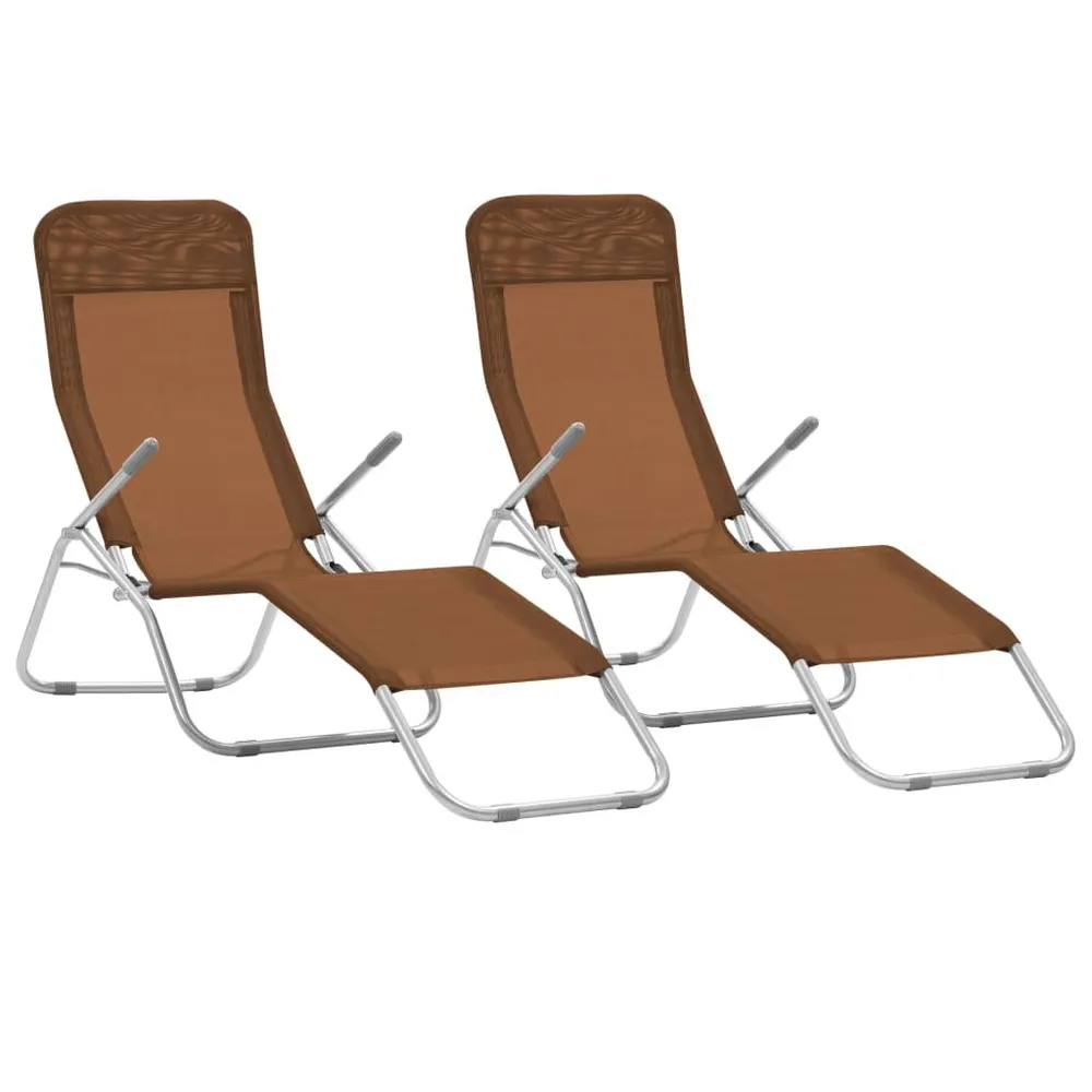 Chaises longues pliables lot de 2 Textilène Taupe