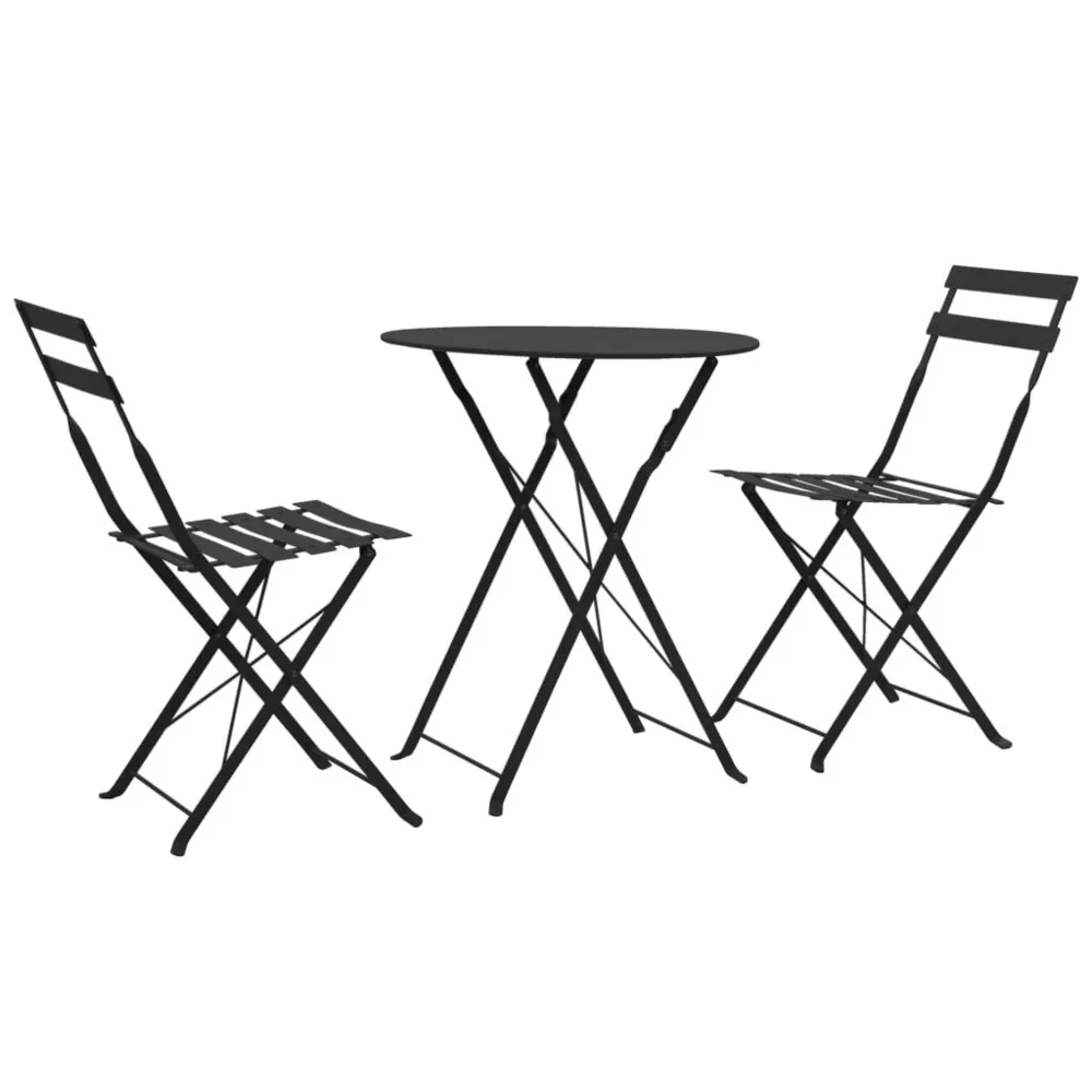 Ensemble de bistro 3 pcs Acier Noir