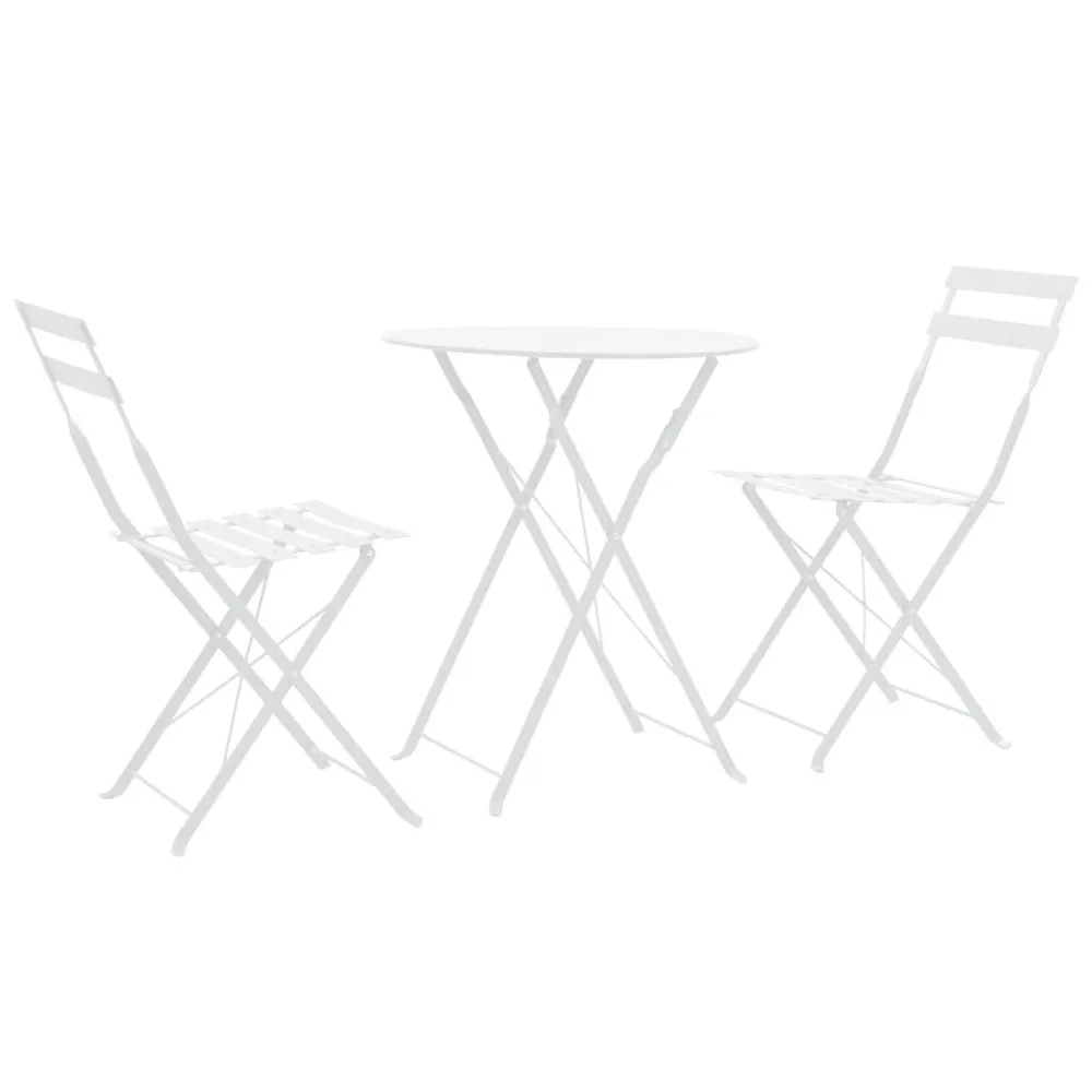 Mobilier de bistro 3 pcs Acier Blanc