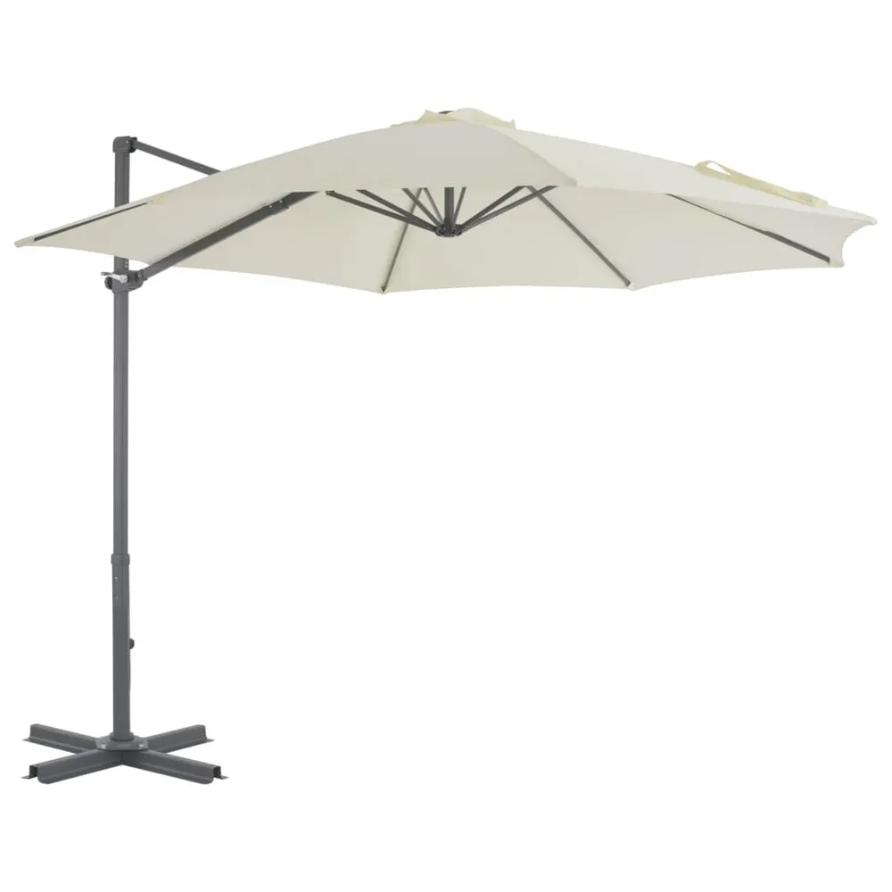 Parasol de jardin en porte-à-faux et poteau en aluminium sable