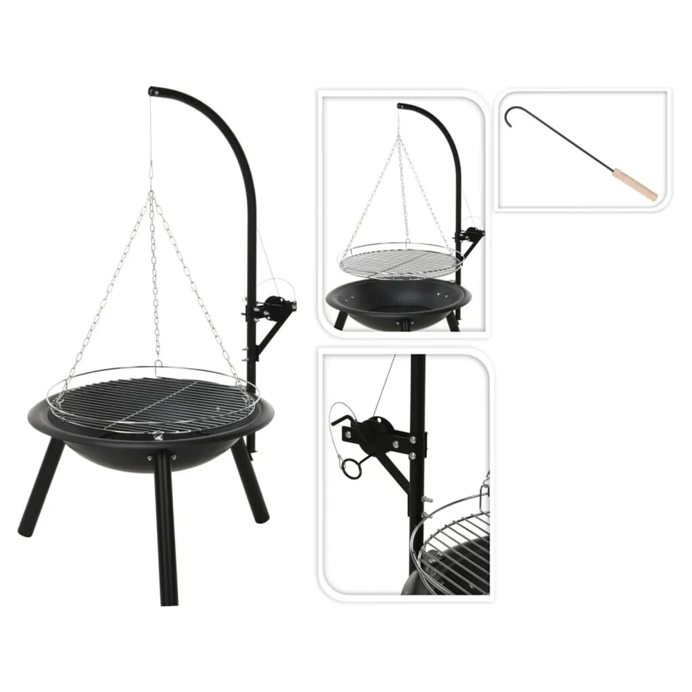 ProGarden Bol à feu avec grille de barbecue BBQ 55 cm