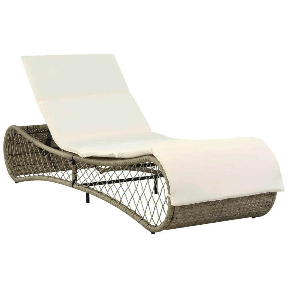 Chaise longue avec coussin Résine tressée Gris